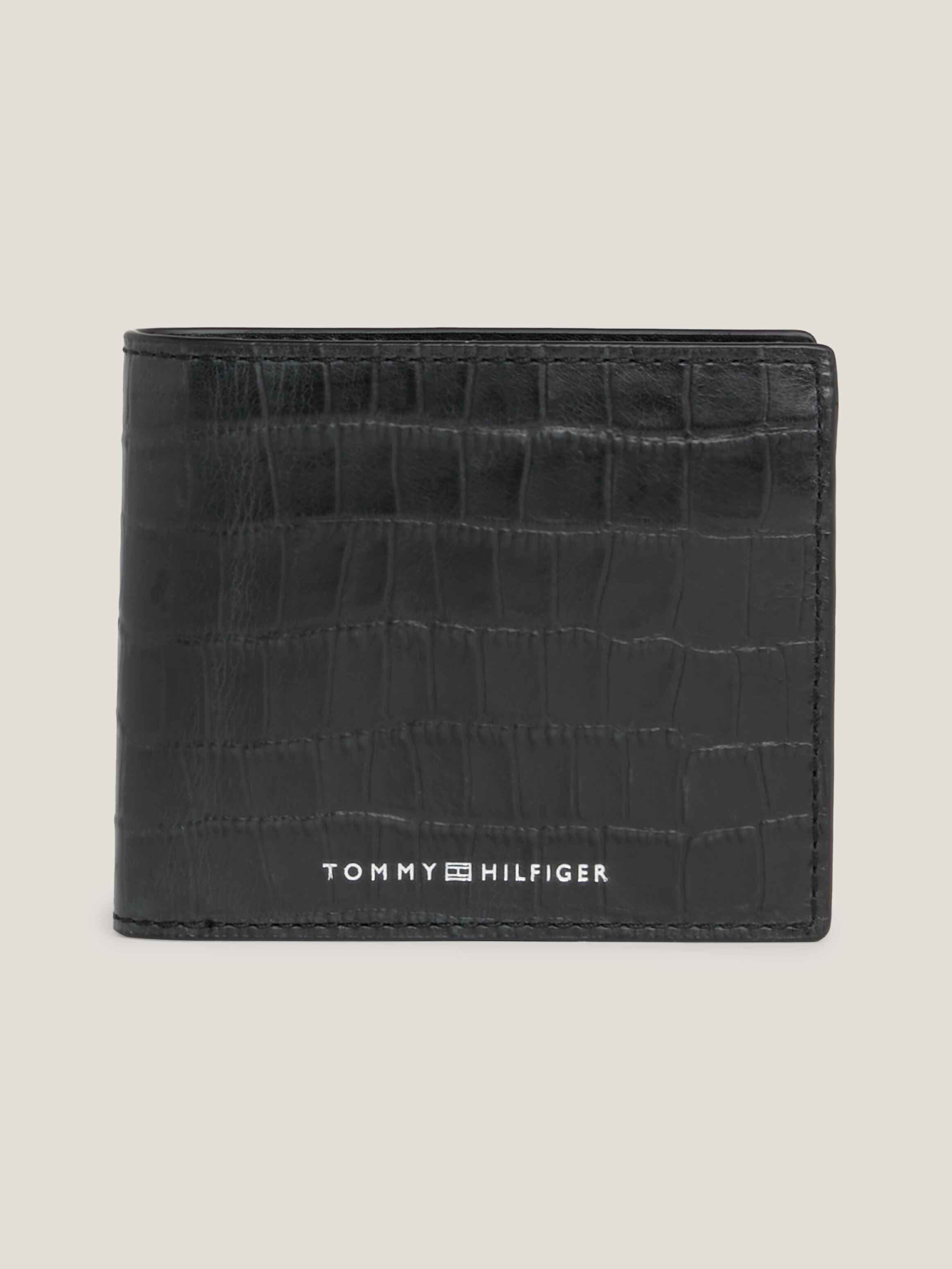 Croco-Print Leather Credit Card and Coin Wallet