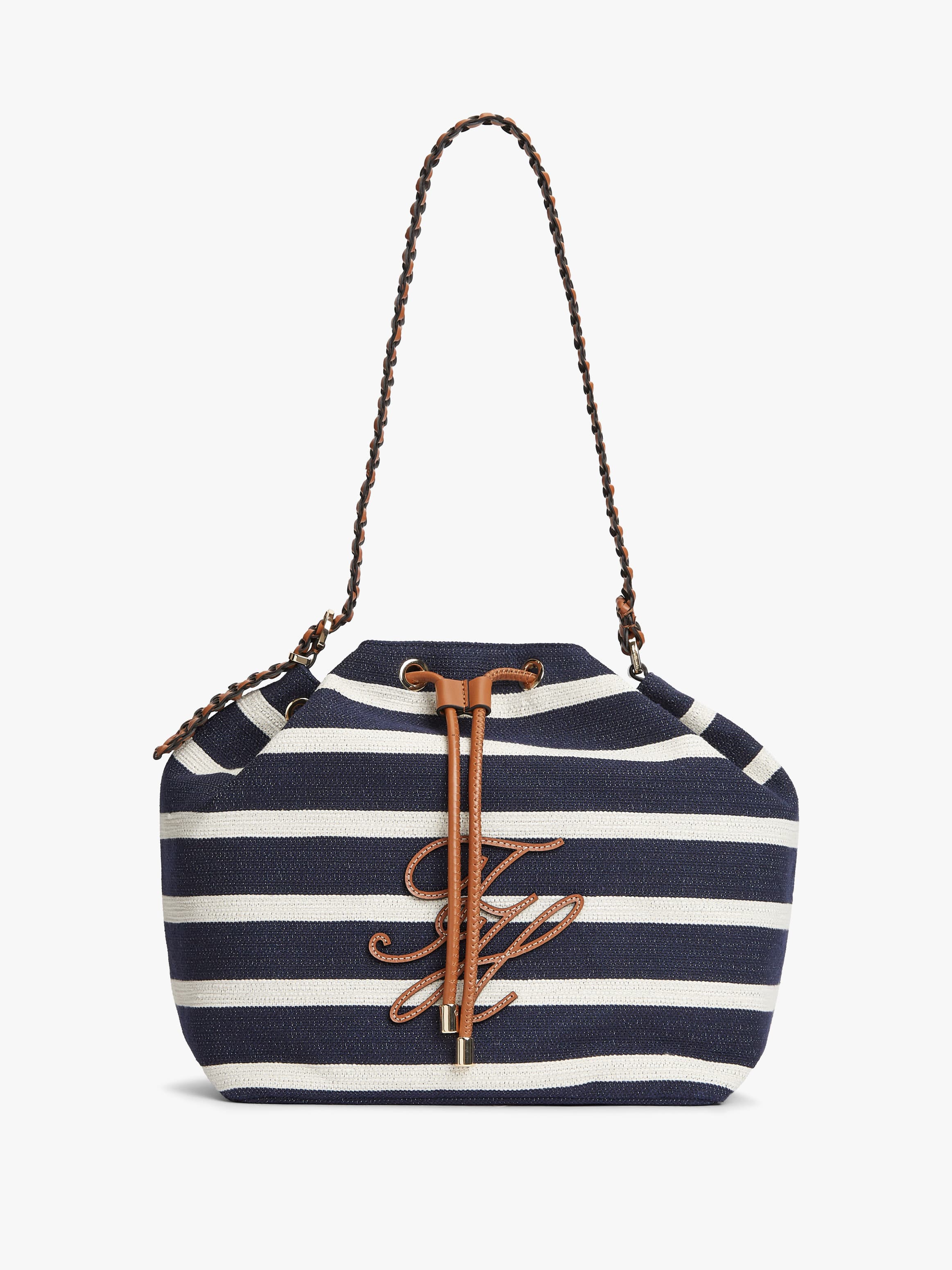 Stripe Logo Adjustable Bucket Bag