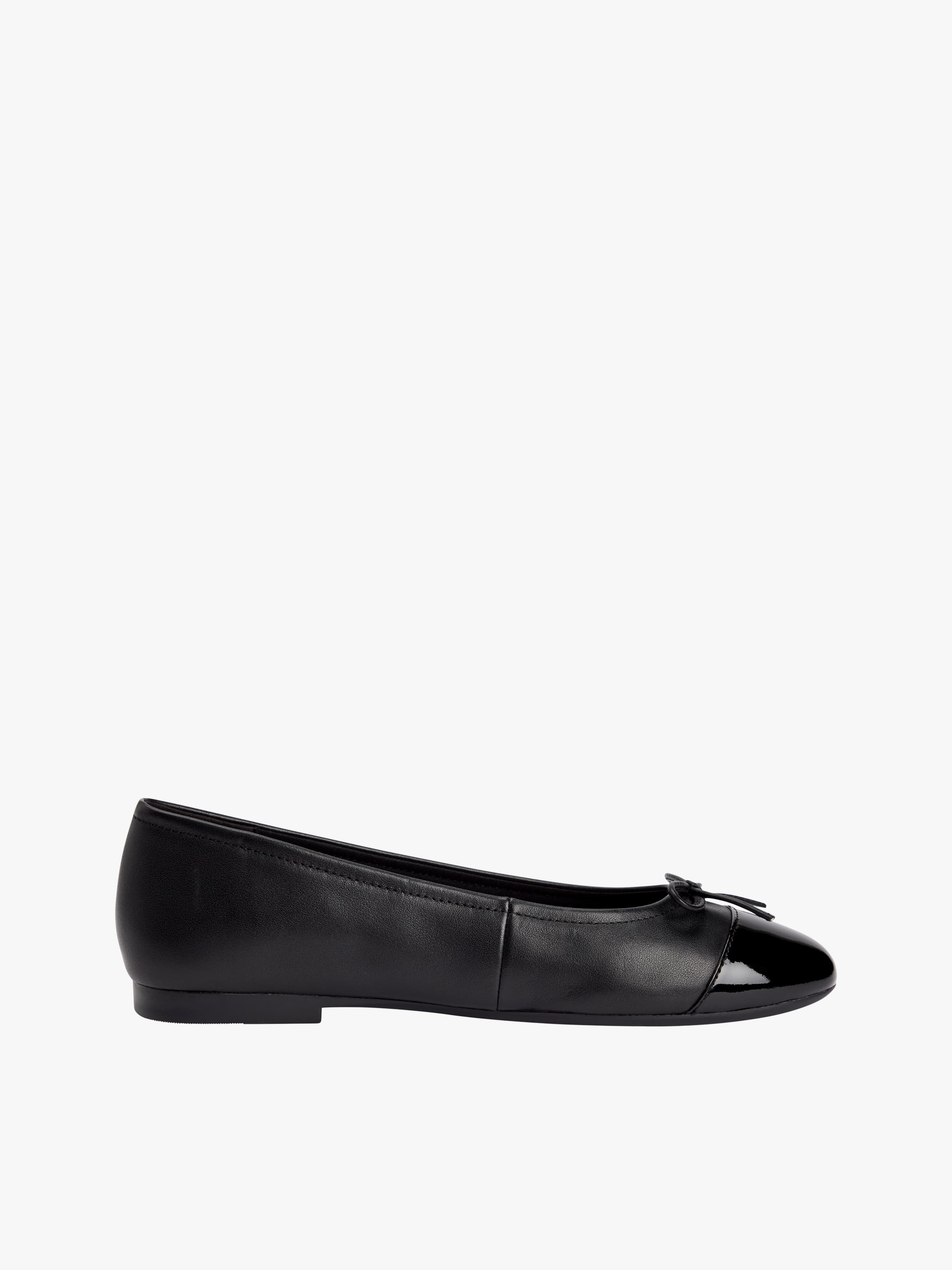 Leather Patent Toe Cap Ballerinas
