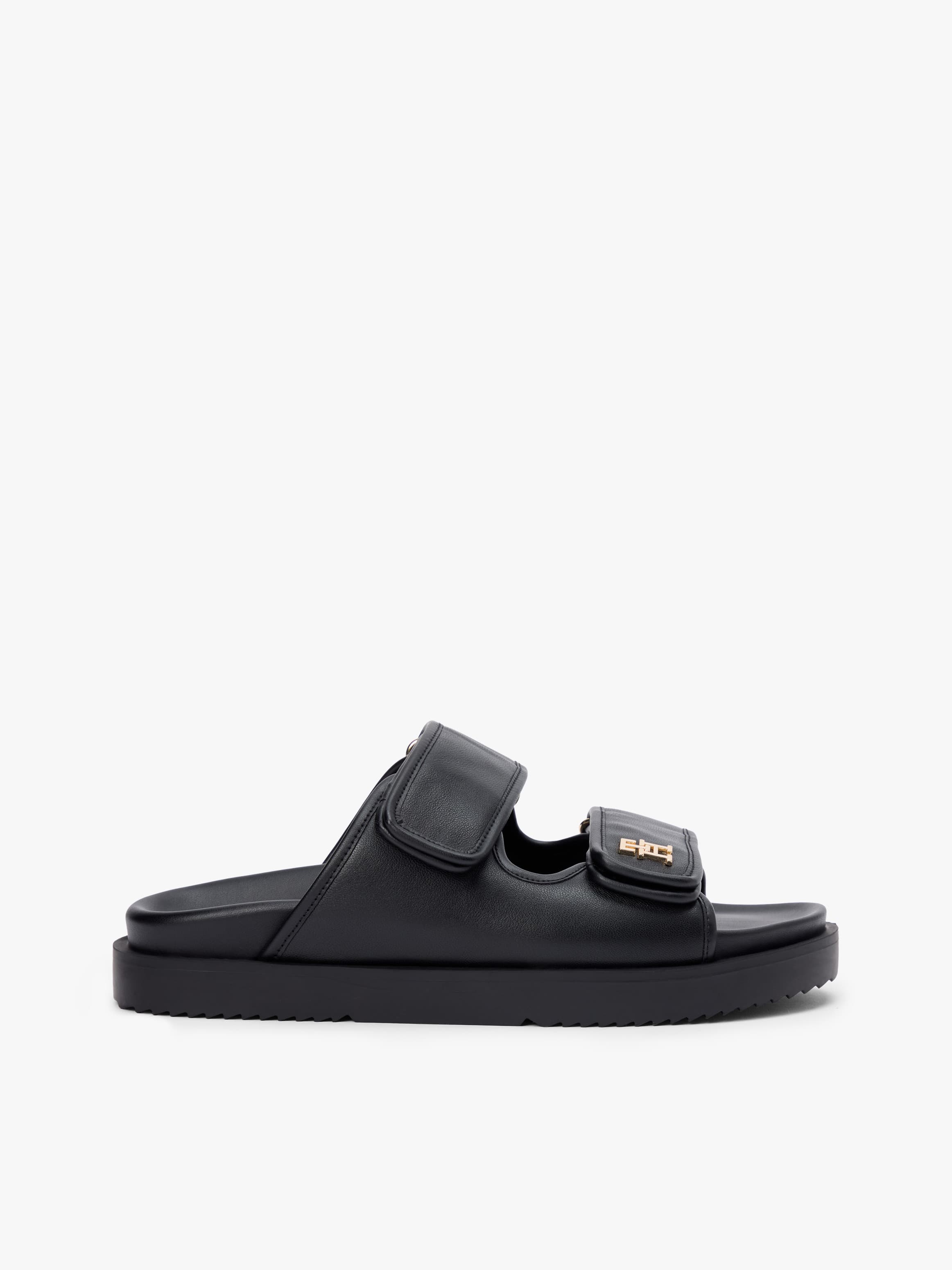 Leather TH Monogram Double Strap Sandals