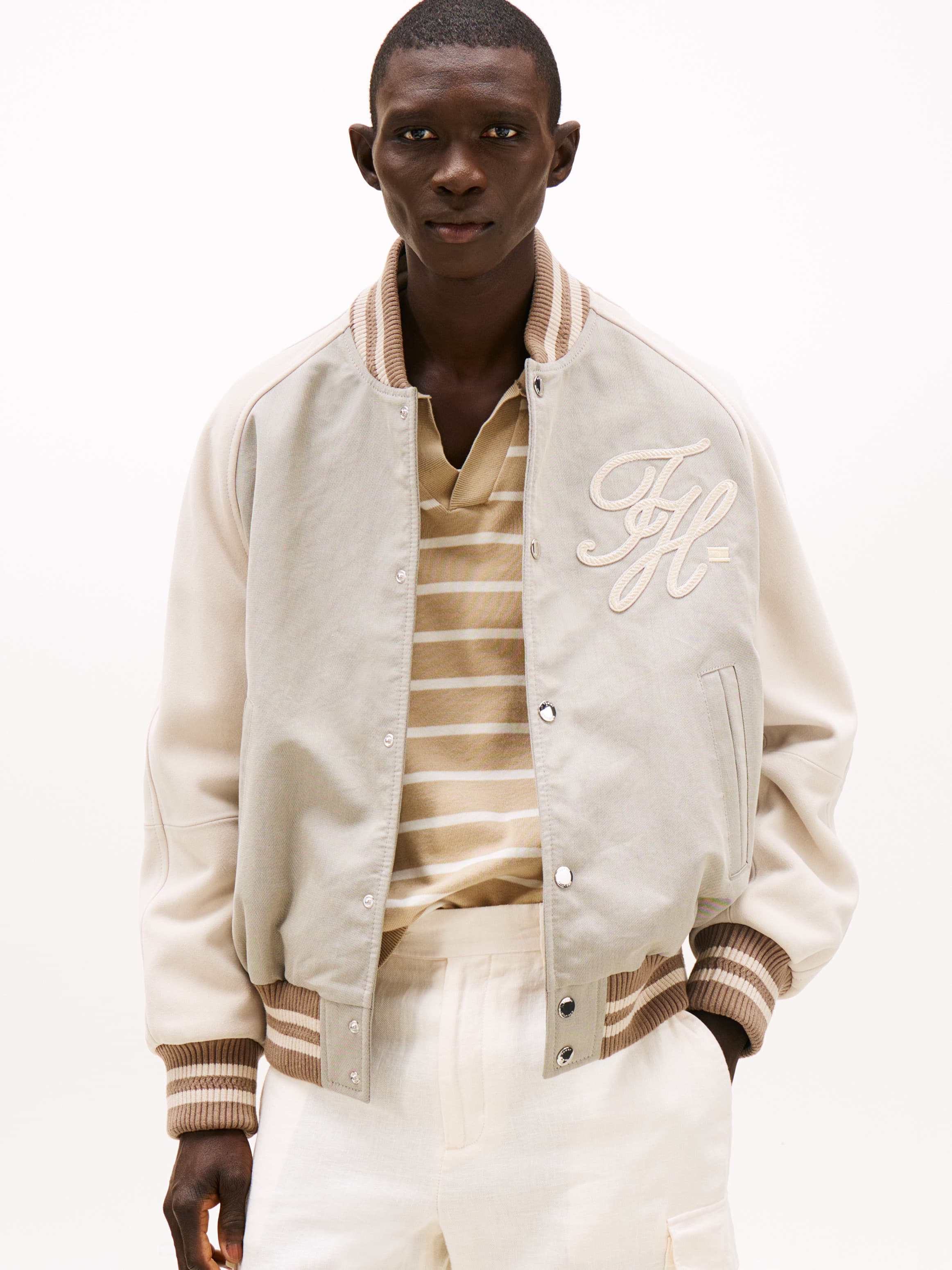 Suede Varsity Bomber Jacket