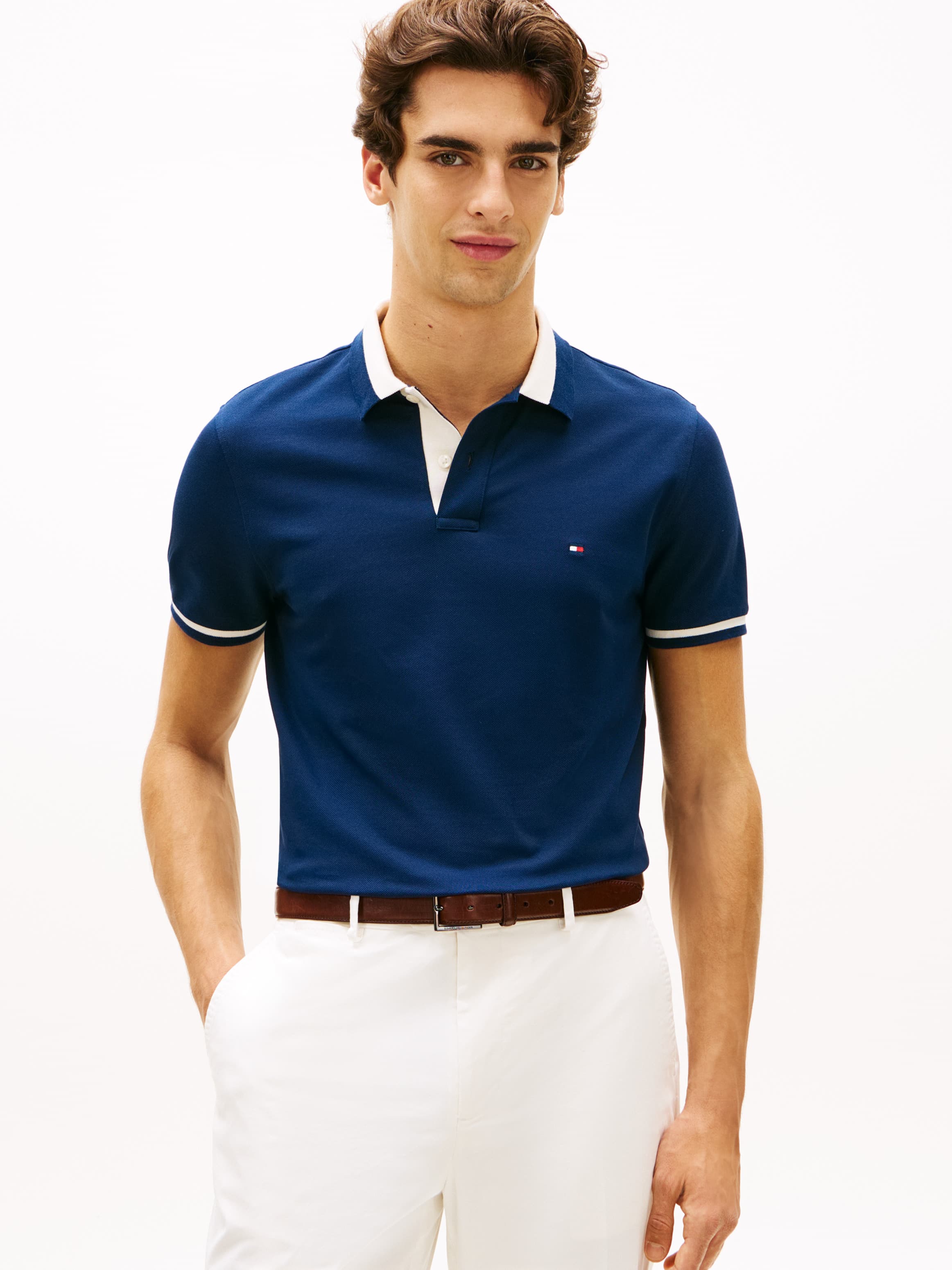 Regular Fit Colour-Blocked Collar Polo T-Shirt