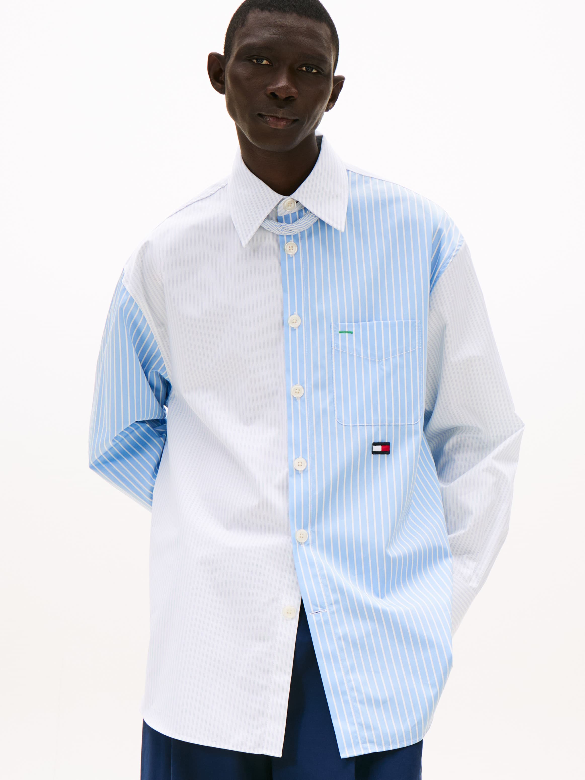 The Runway Collection Oversized Mixed Stripe Shirt