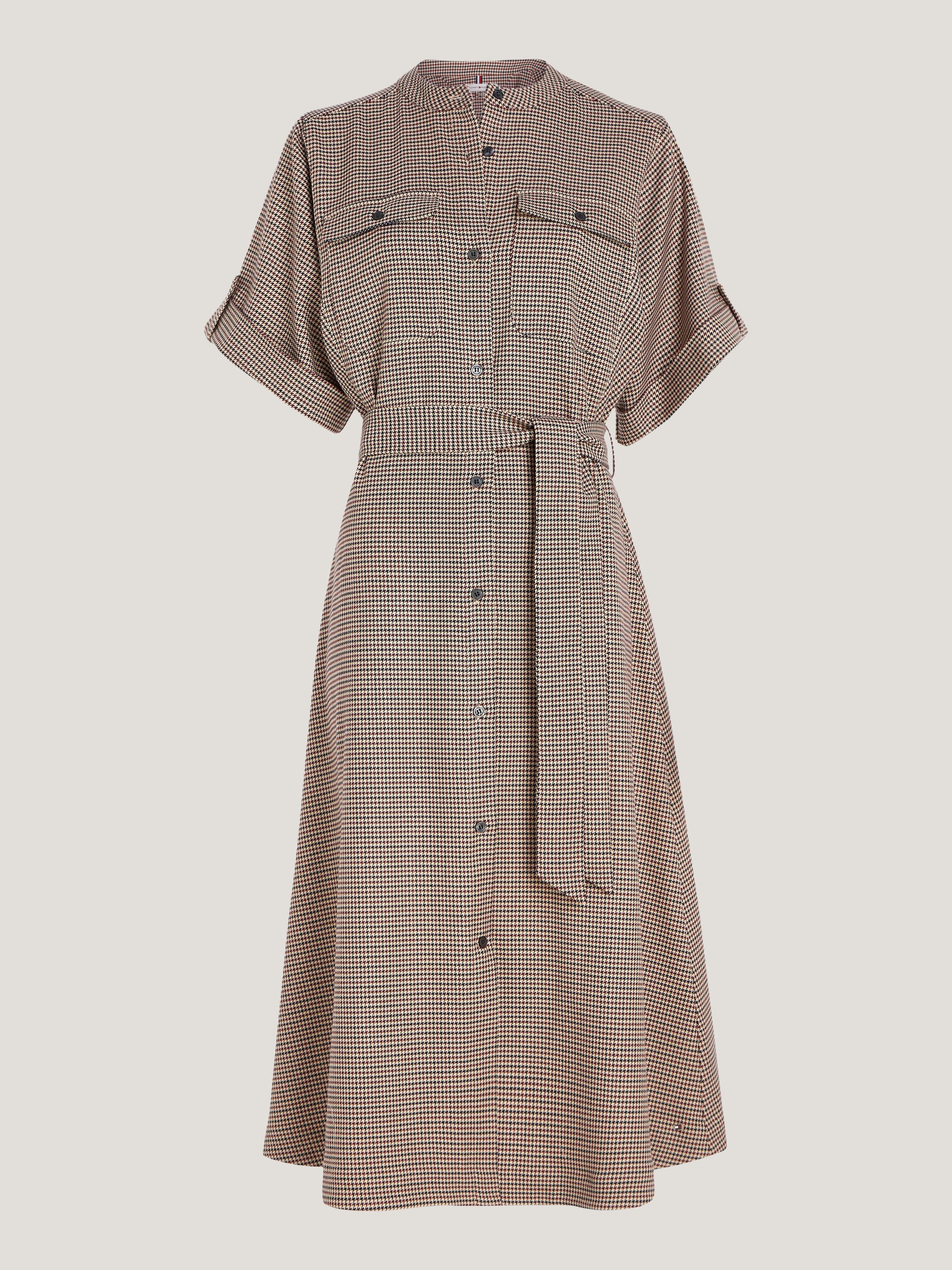Micro Check Midi Shirt Dress