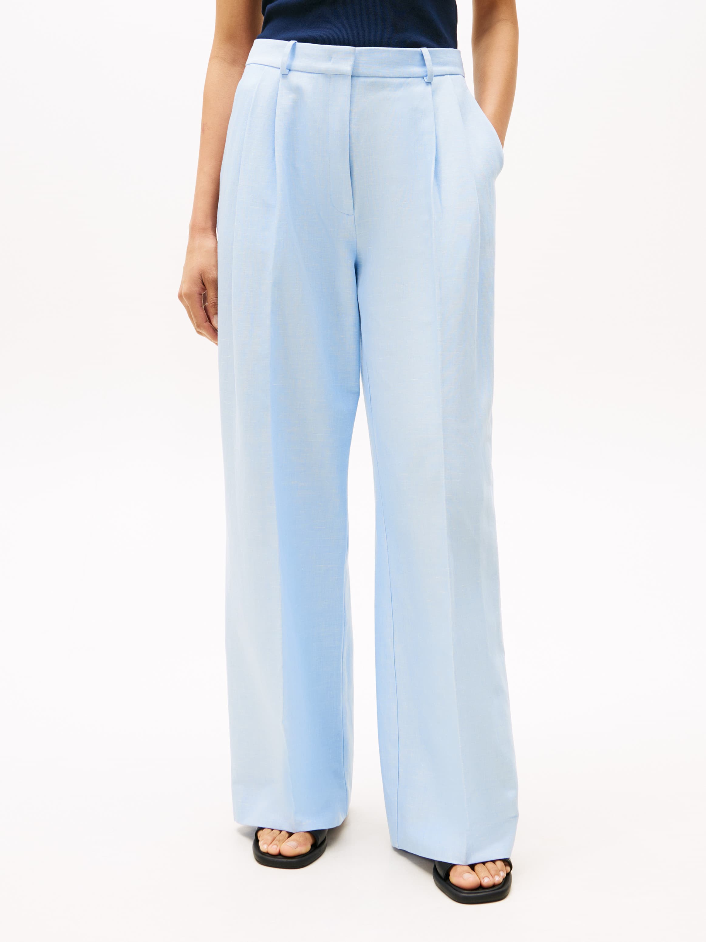 Linen Mix Relaxed Straight Trousers
