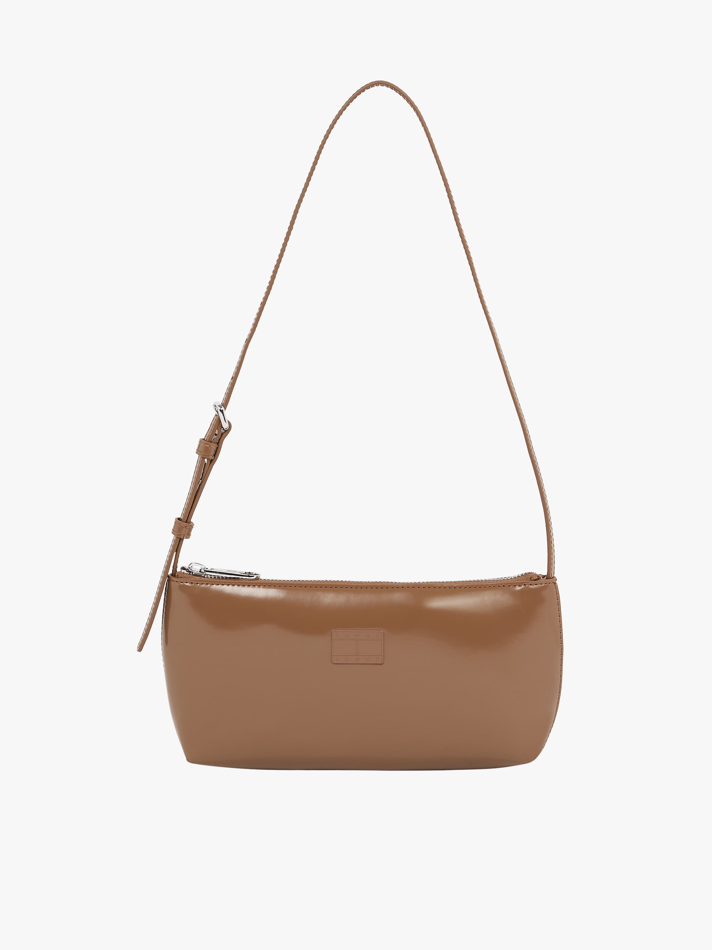 Shiny Logo Plaque Shoulder Bag