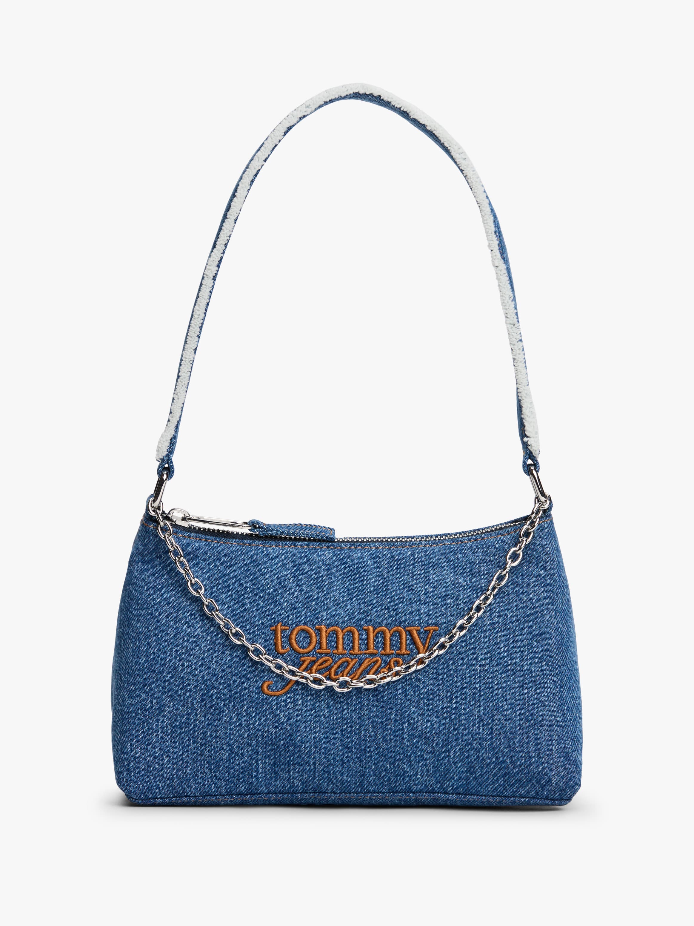 Logo Embroidery Denim Shoulder Bag