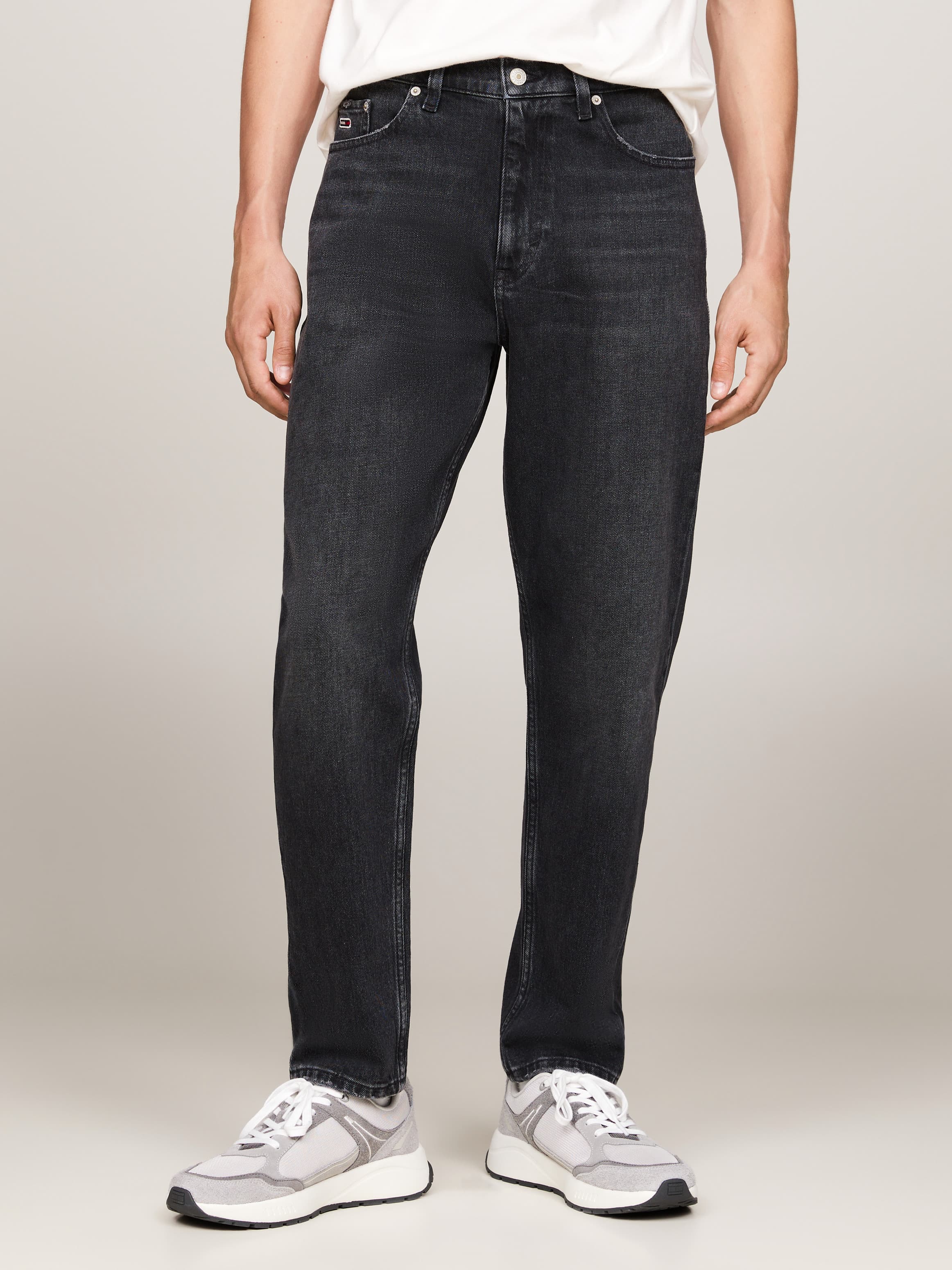 Isaac Distressed Tapered Relaxed Black Jeans
