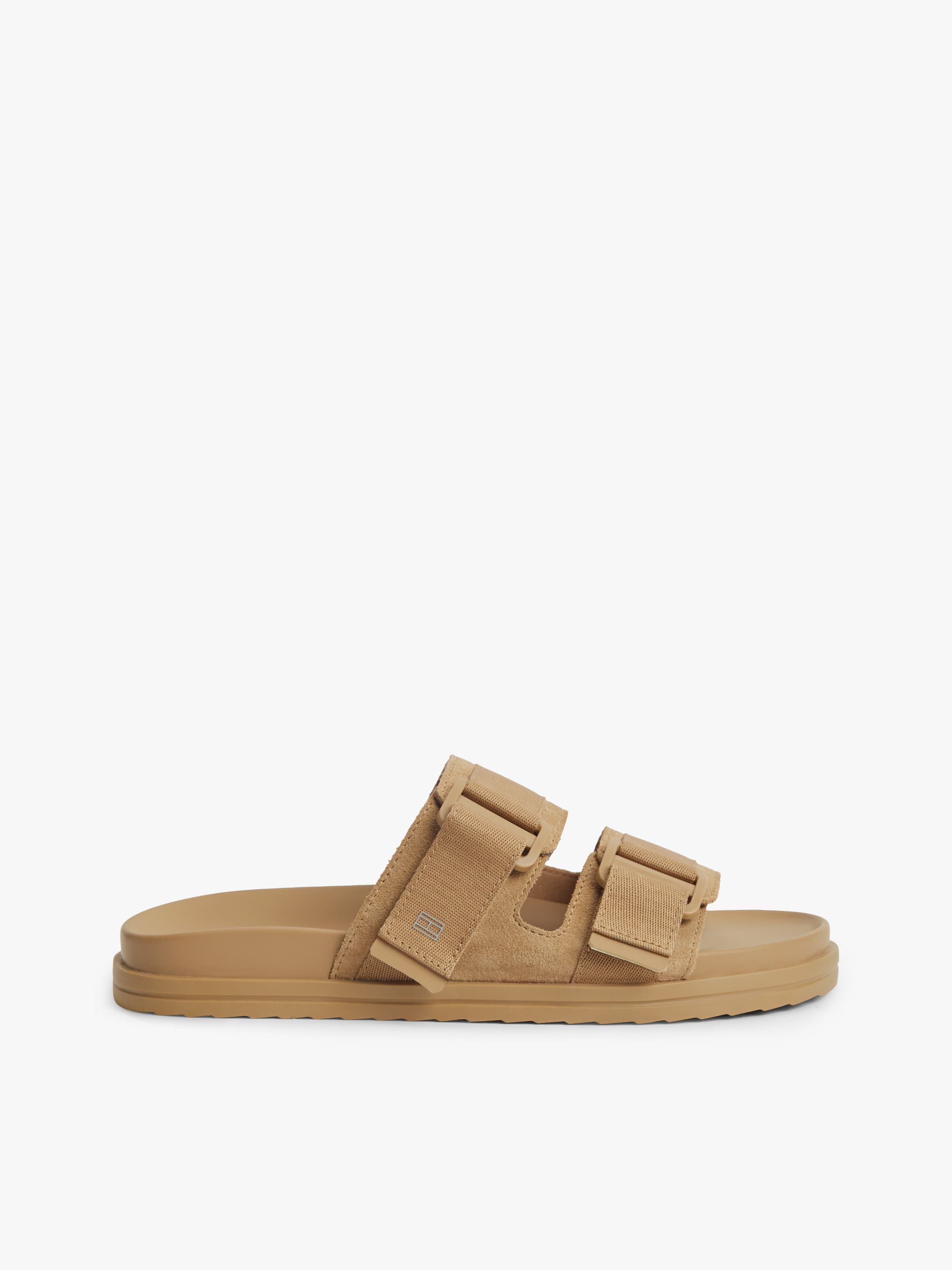 Webbing Strap Buckle Suede Sandals