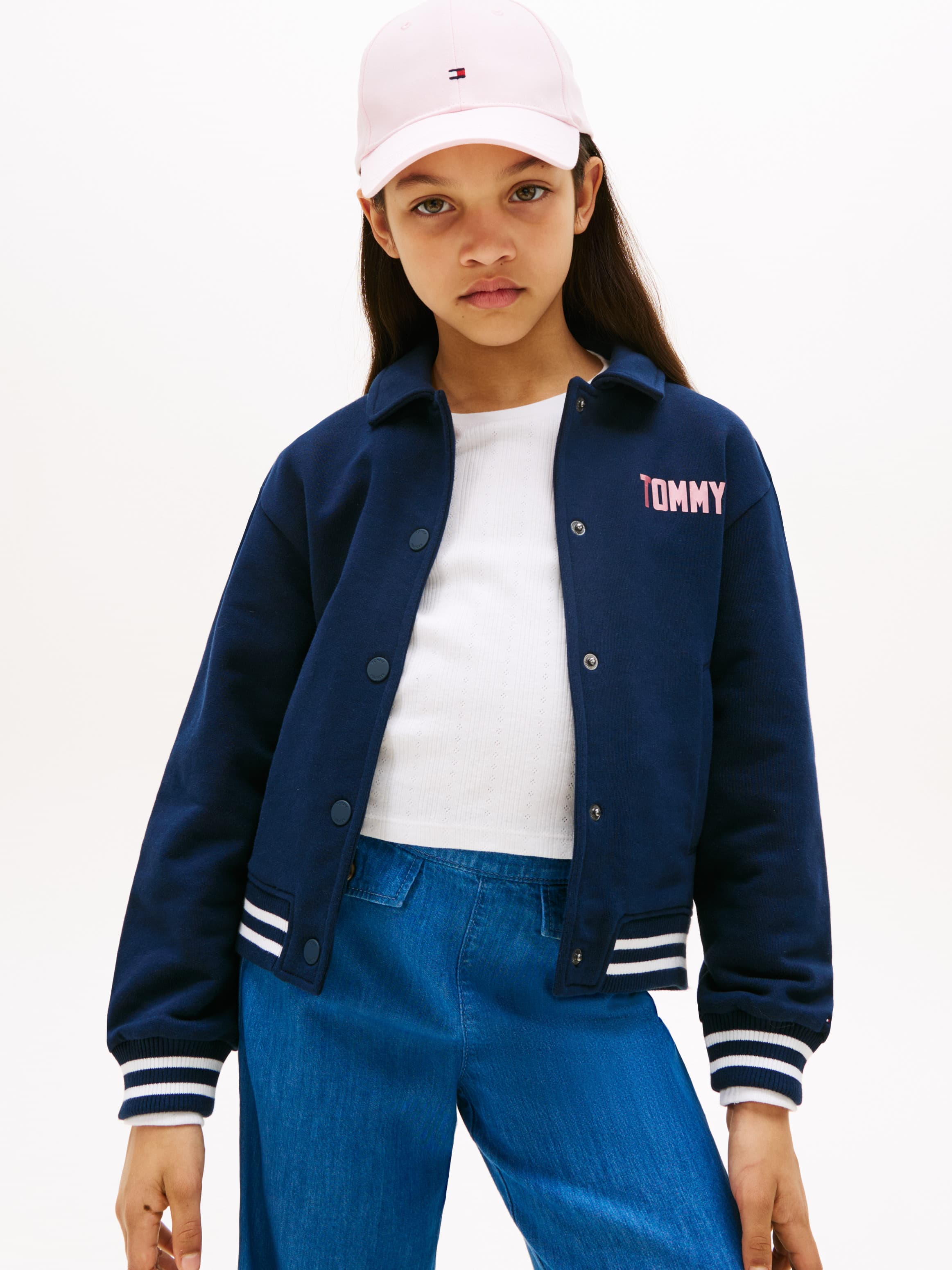 Snap-Button Bomber Sweatshirt