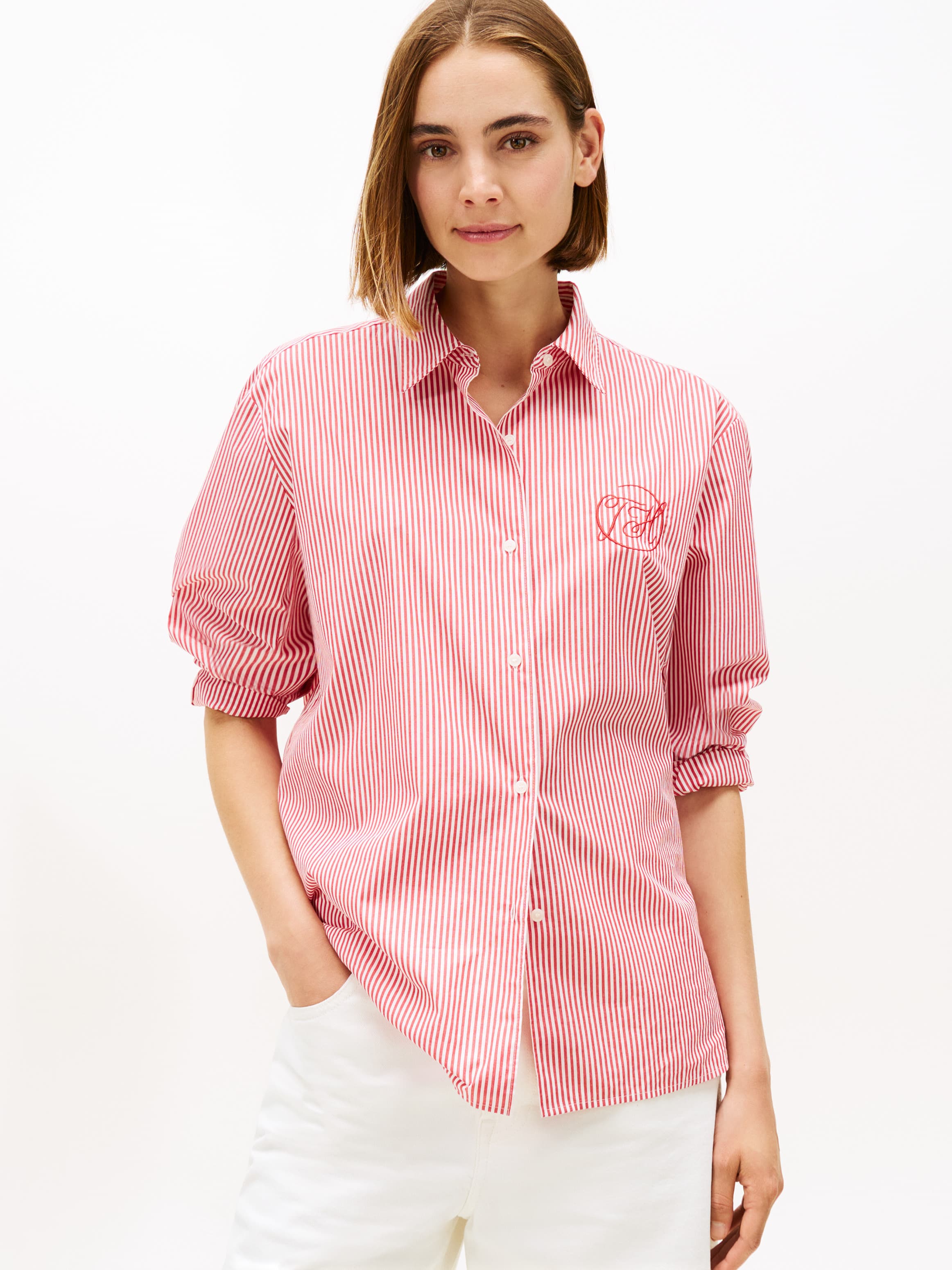 Oversized Fit Logo Embroidery Shirt