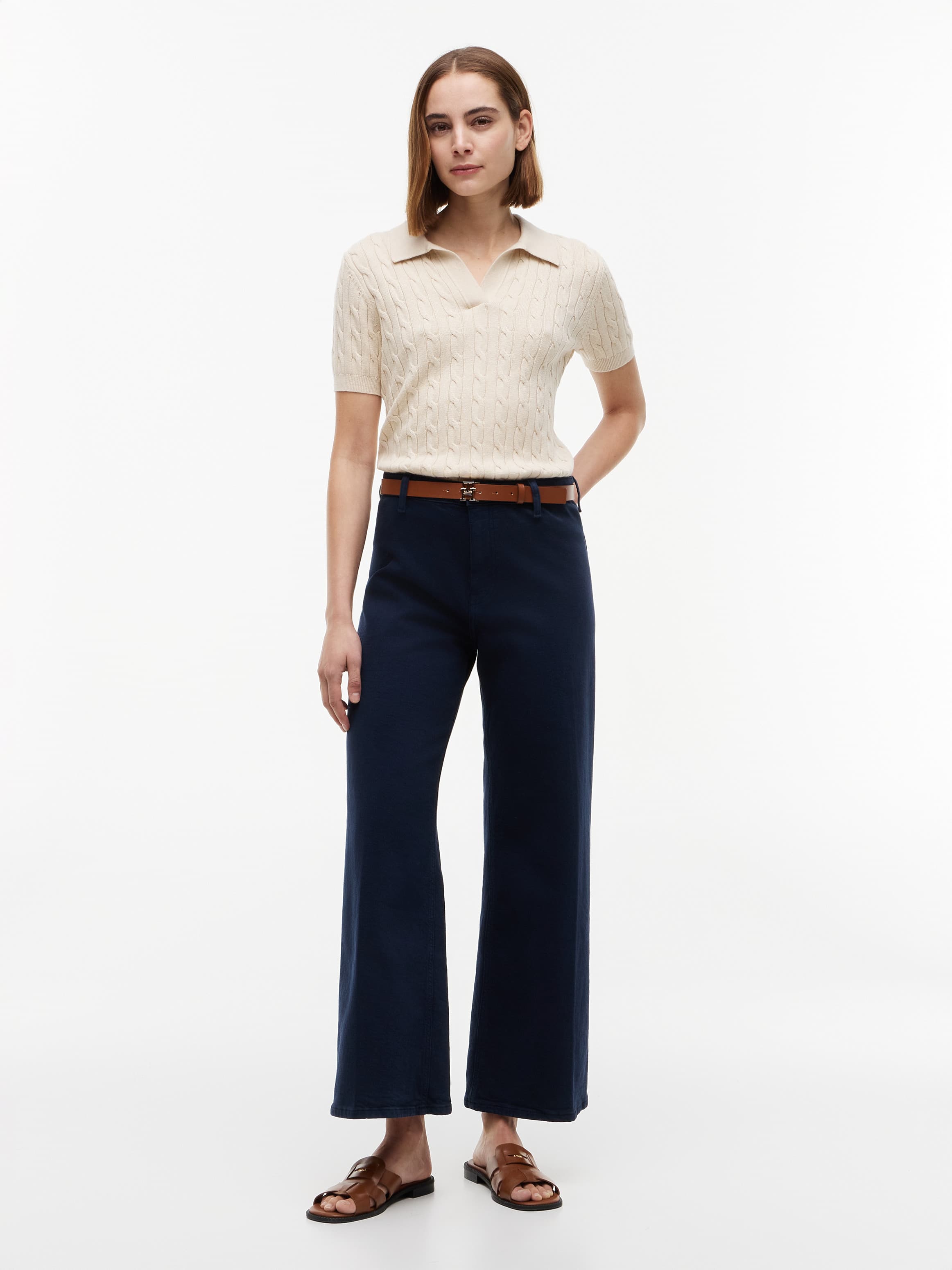 Washed High Rise Wide Leg Ankle Jeans