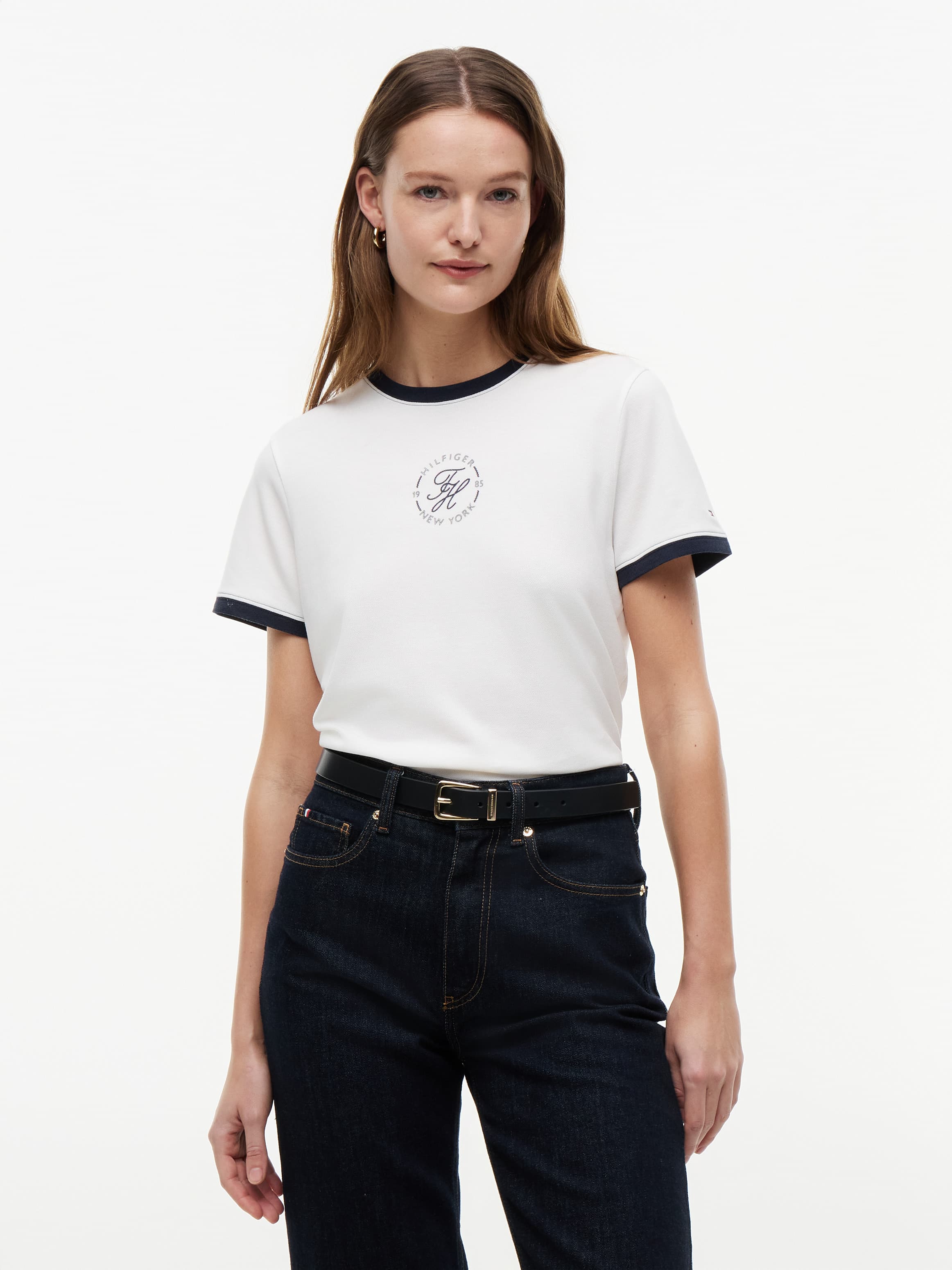 Logo Embroidery Ringer T-Shirt