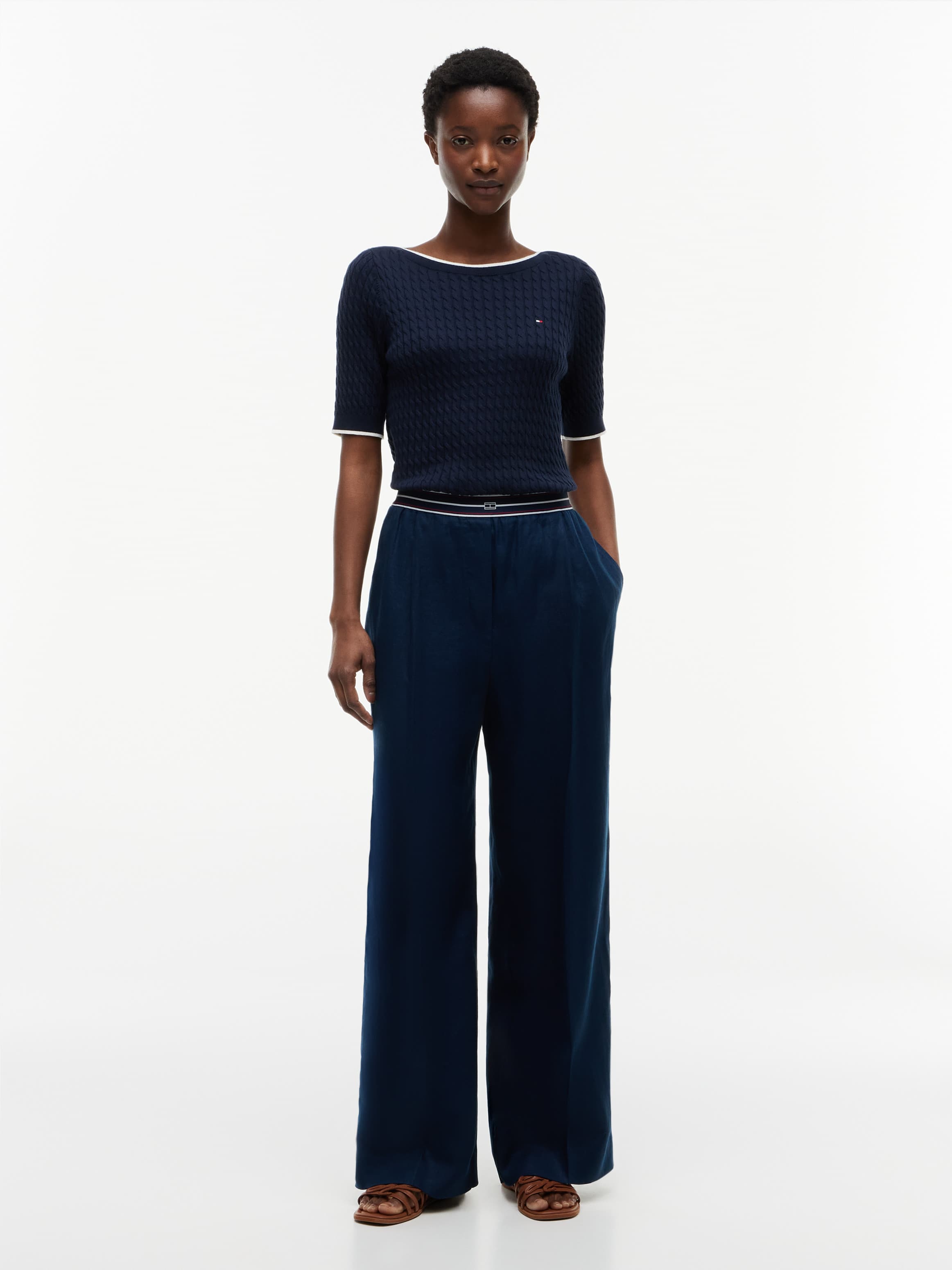 Pure Linen Twill Straight Trousers